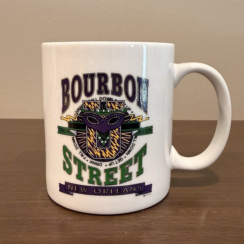 Bourbon Street Coffee Mug New Orleans French Quarter Teacup Souvenir Mardi Gra